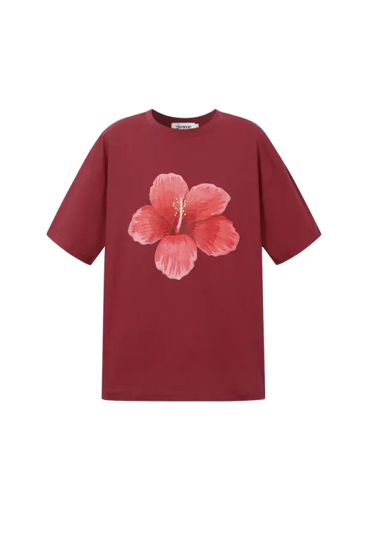Gimme Tropical flower t-shirt in rood