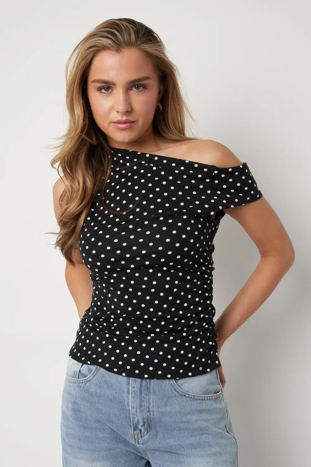 No Brnd polka dot top zwart