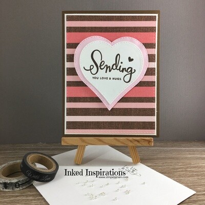 Sending You Love & Hugs - Pink & Brown Stripes Sending You Love & Hugs - Pink & Brown Stripes
