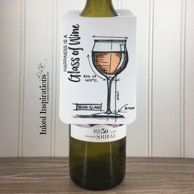 Wine Tag - Happiness is a Glass of Wine (Rose) Wine Tag - Happiness is a Glass of Wine (Rose)