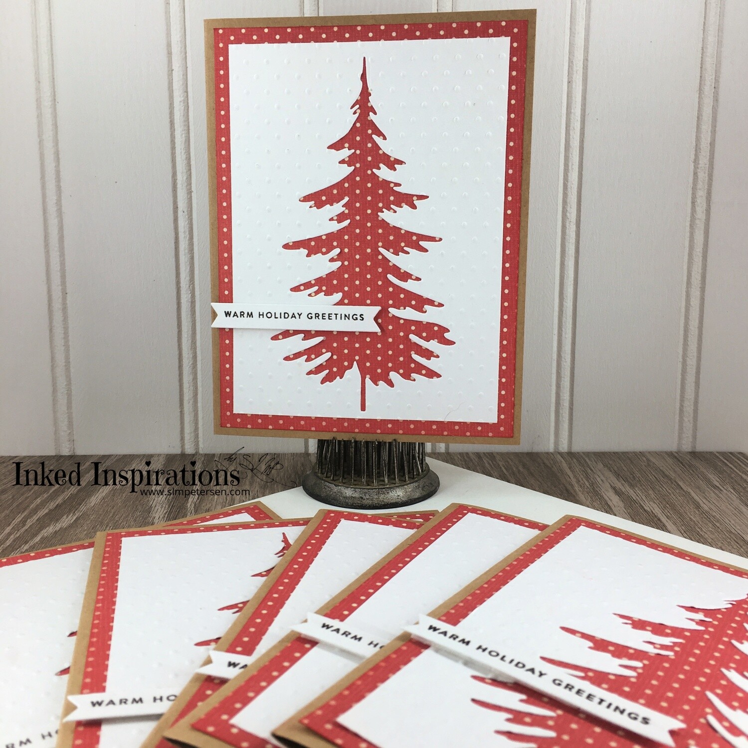 Warm Holiday Greeting - Red Polka Dot Tree