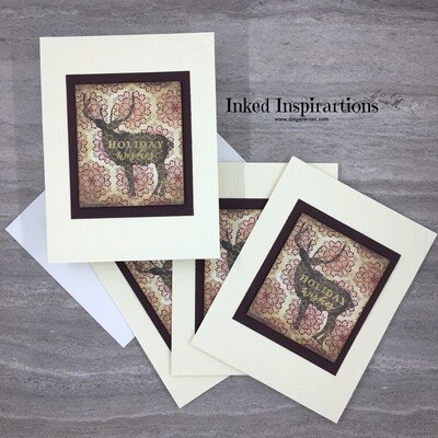 Holiday Wishes - Deer & Maroon Snowflakes Holiday Wishes - Deer & Maroon Snowflakes
