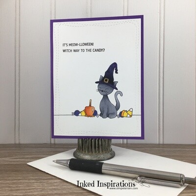 It's Meow-lloween! - Witch Cat Purple Black Hat It's Meow-lloween! - Witch Cat Purple Black Hat