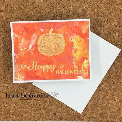 Happy Halloween - Gold Ornate Pumpkin Happy Halloween - Gold Ornate Pumpkin