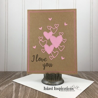 I Love You - Pink Hearts on Kraft Brown