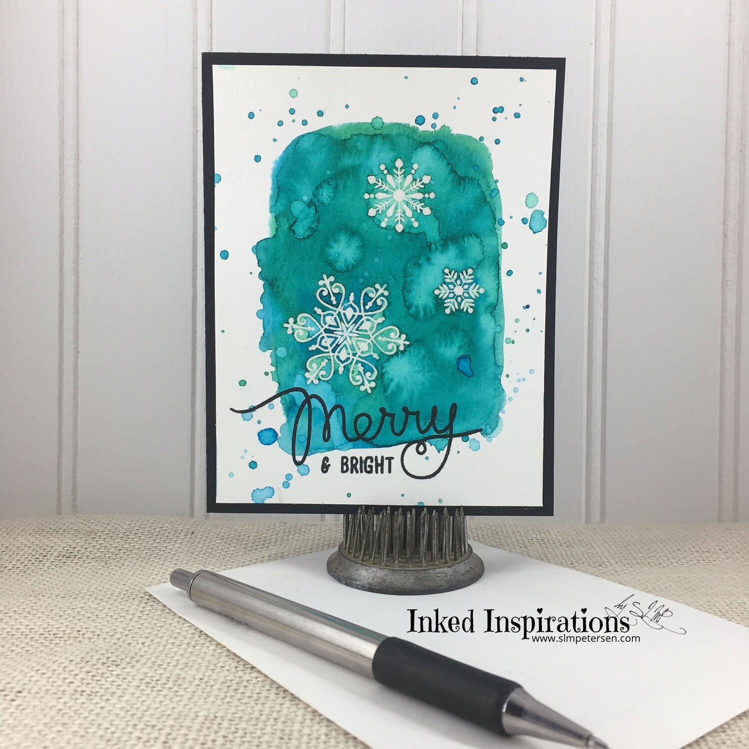 Merry & Bright - Watercolor and Snowflakes Aqua