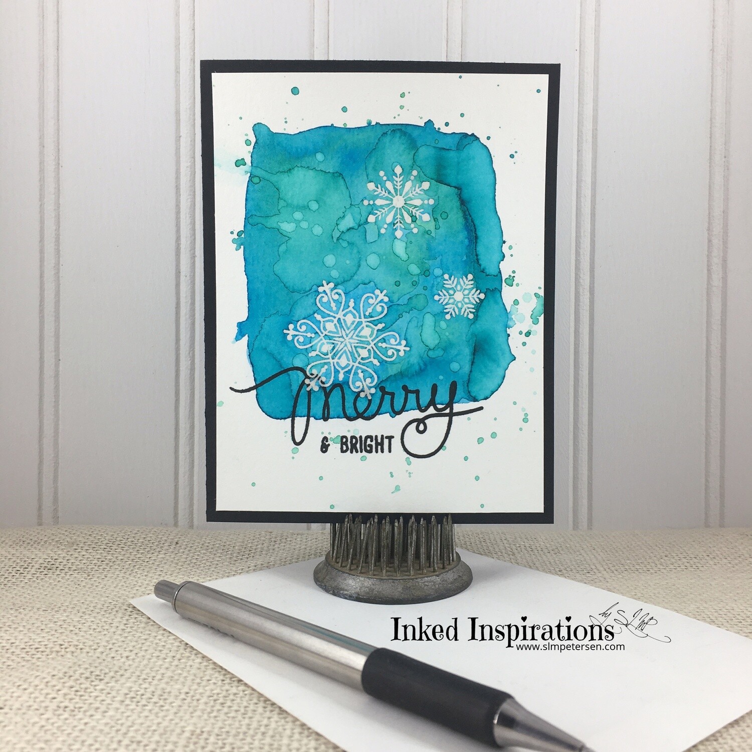 Merry & Bright - Watercolor and Snowflakes Blue
