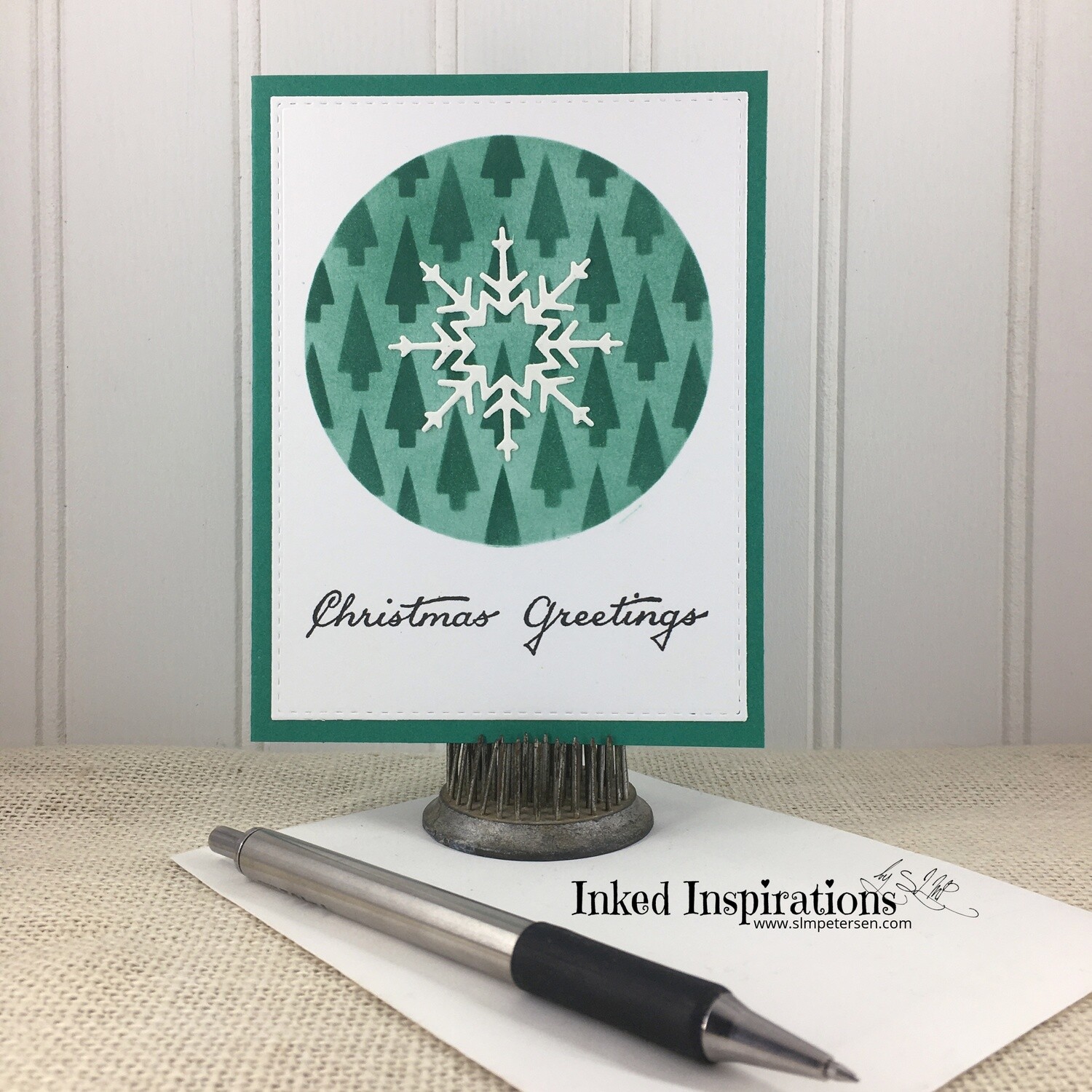 Christmas Greetings - Snowflake & Trees
