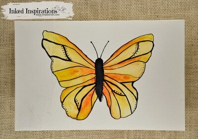 Yellow Butterfly - Watercolor Pen & Ink Yellow Butterfly - Watercolor Pen & Ink