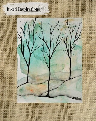 Winter Trees - Watercolor Pen & Ink Winter Trees - Watercolor Pen & Ink