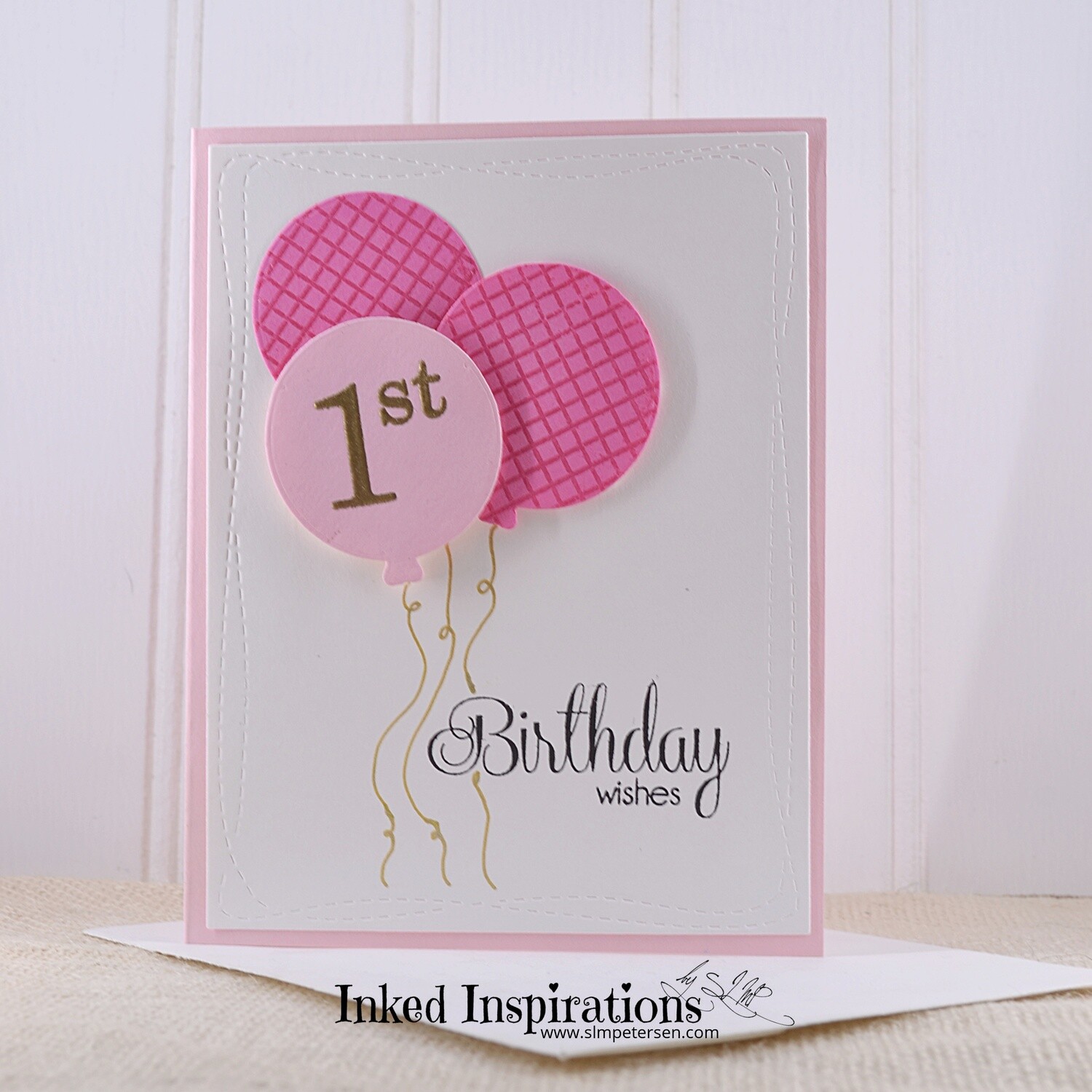 1st Birthday Wishes - Pink Balloons
