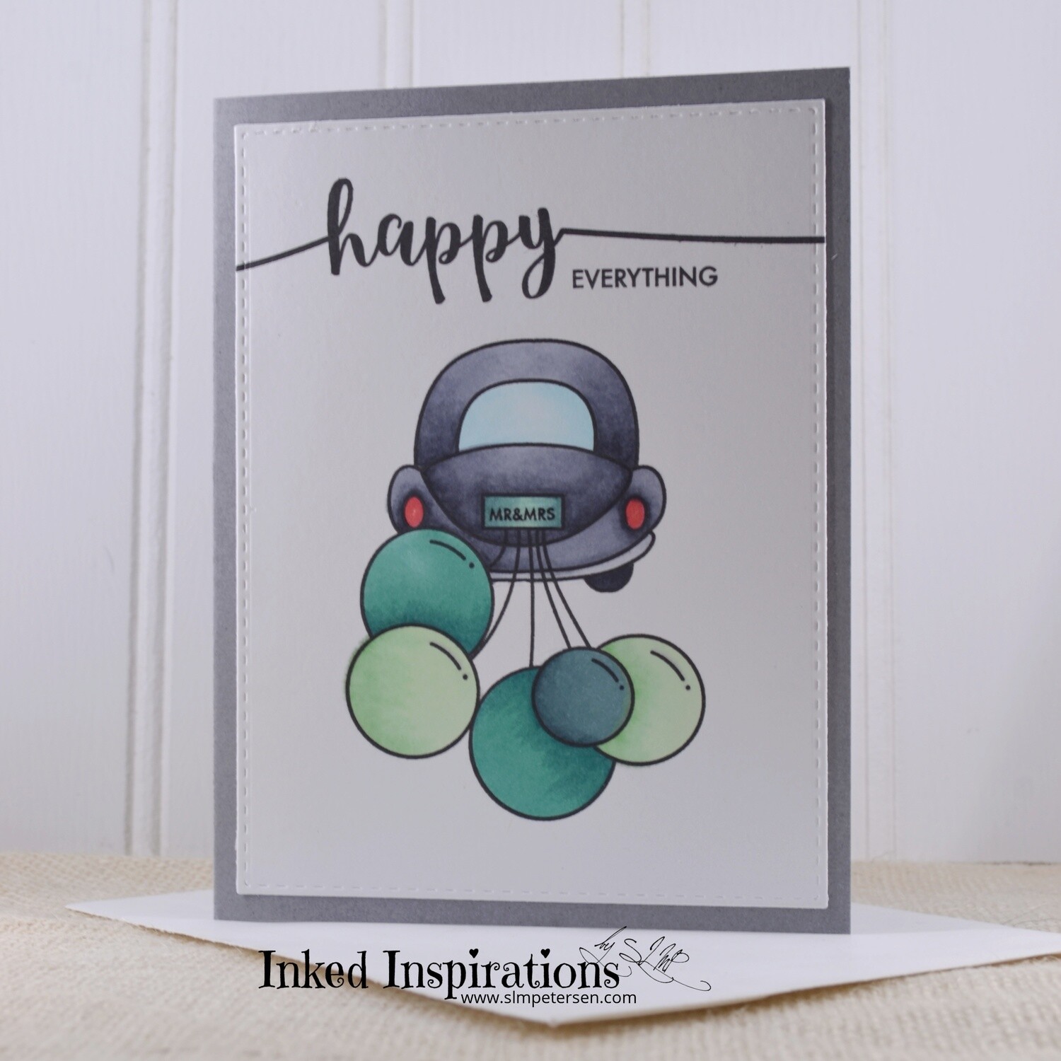 Happy Everything - Gray Car & Green Balloons