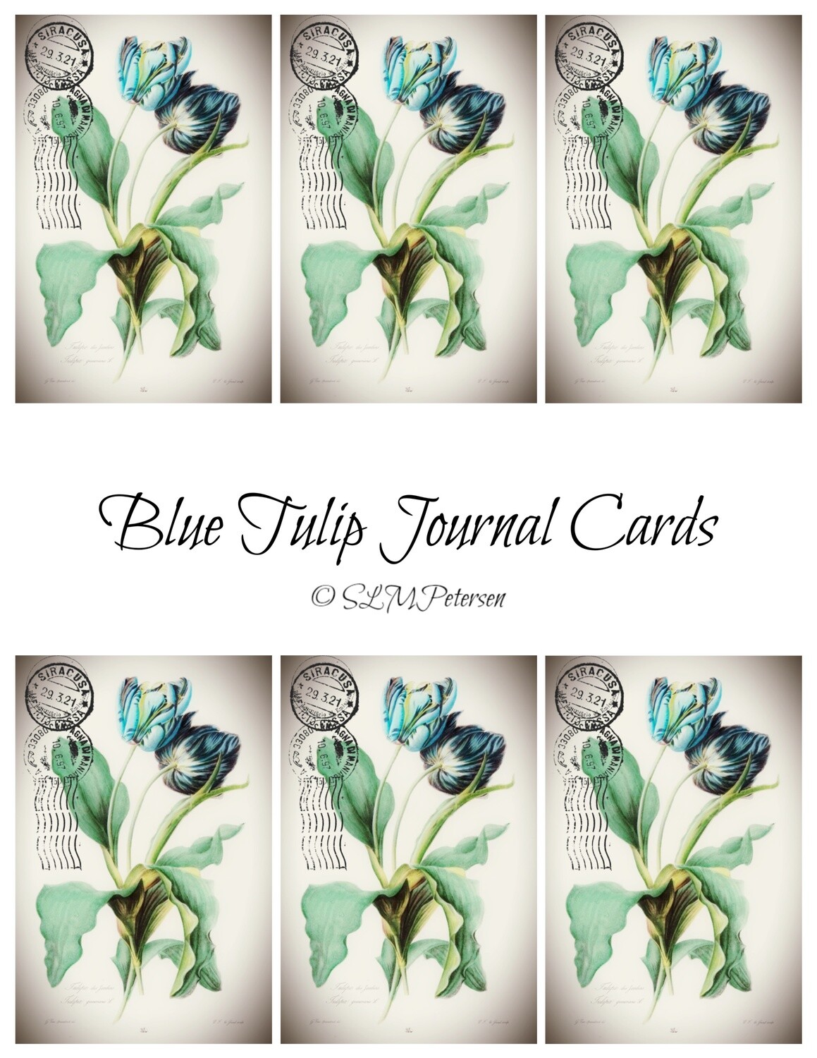 Blue Tulip Journal Cards - PDF