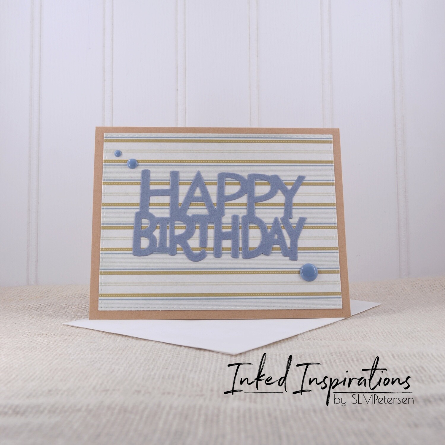 Happy Birthday -Blue & Brown Stripes