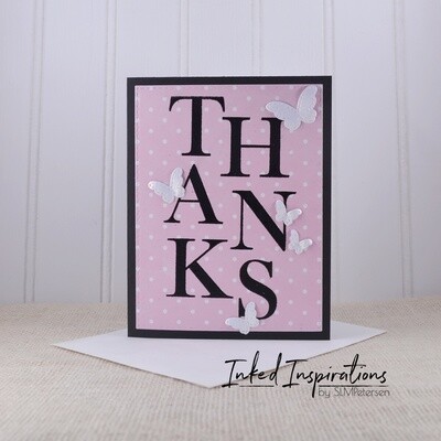 Thanks - Pink & Black with Butterflies Thanks - Pink & Black with Butterflies