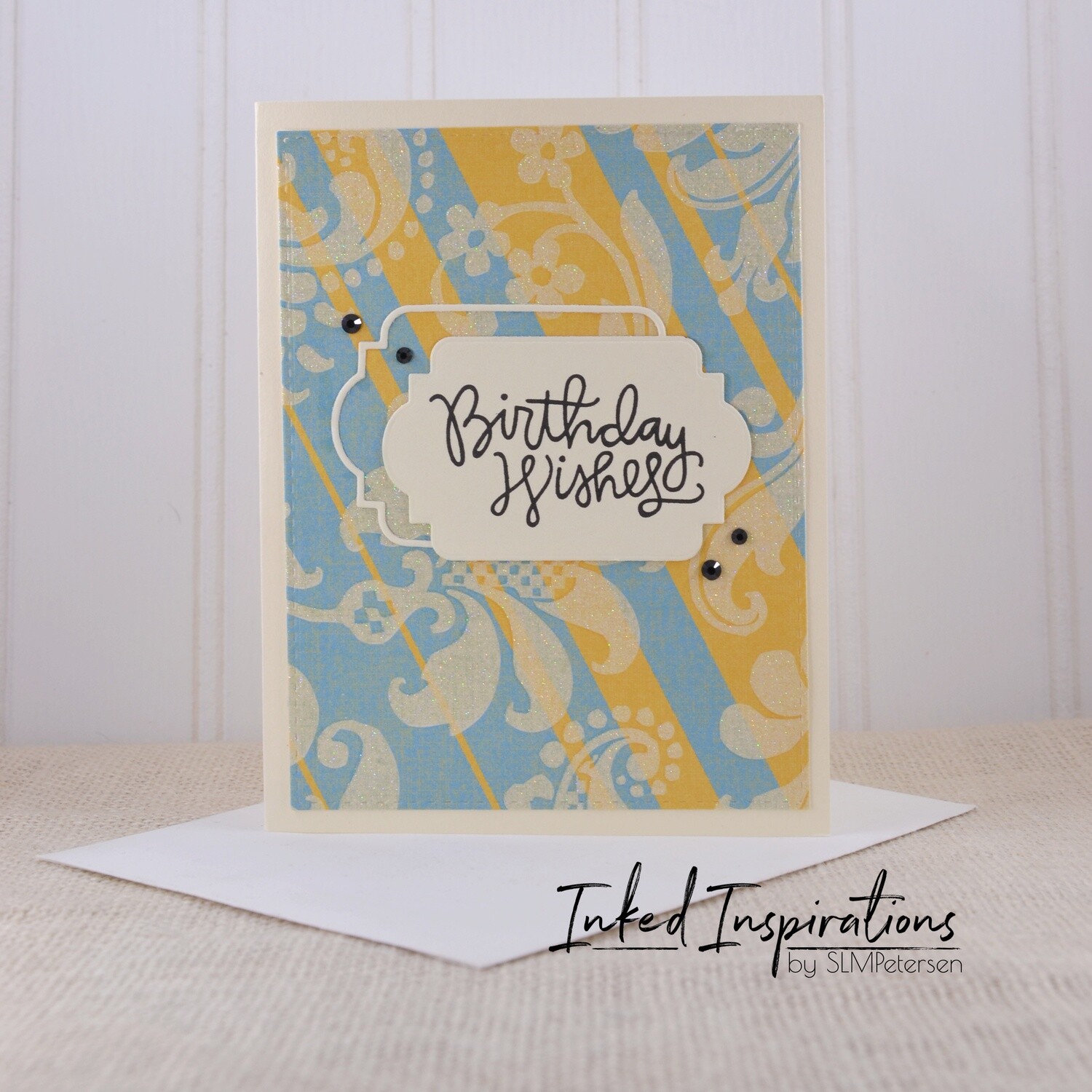 Birthday Wishes - Stipes & Glitter Foral Pattern