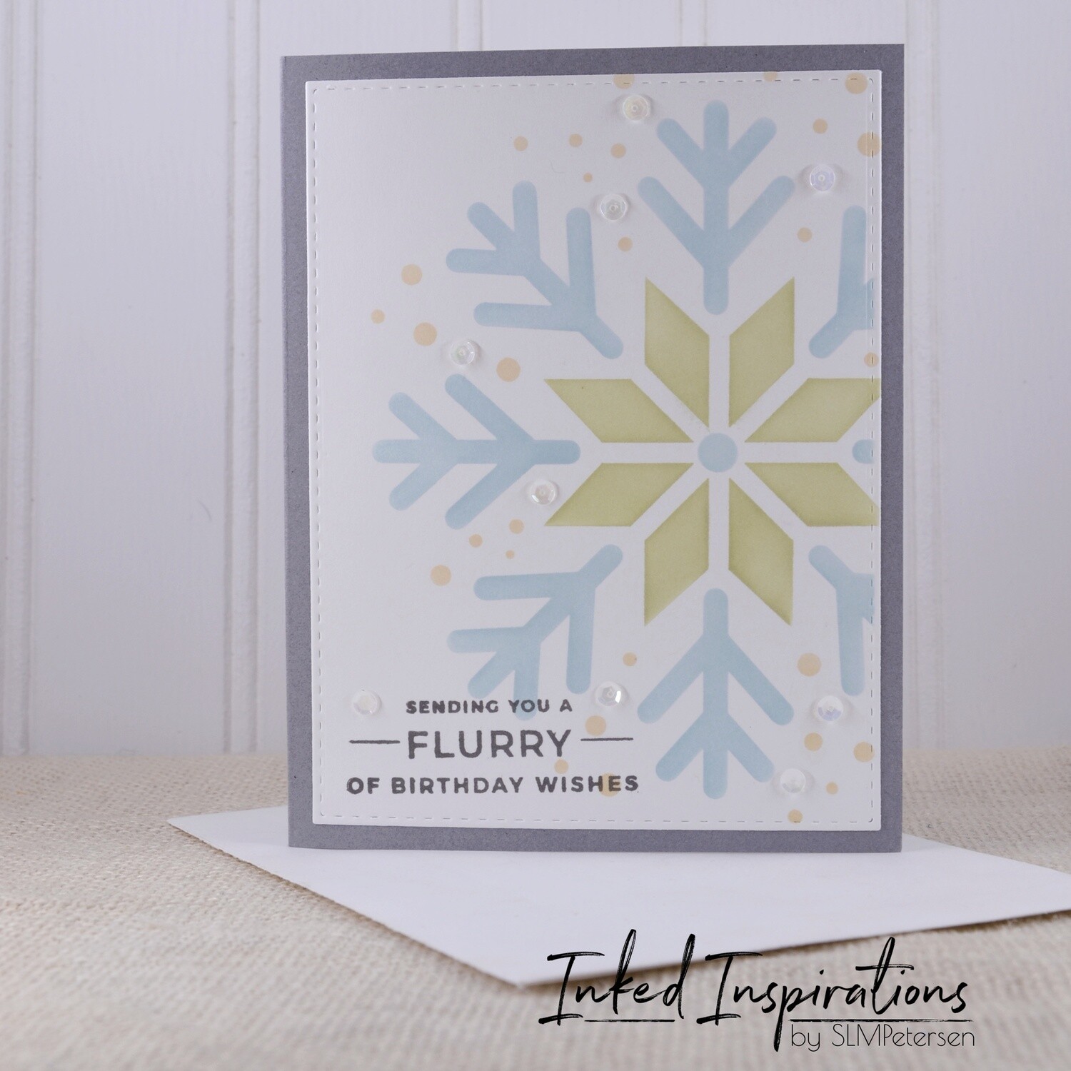 Sending You a Flurry of Birthday Wishes - Large Green & Blue Snowflake
