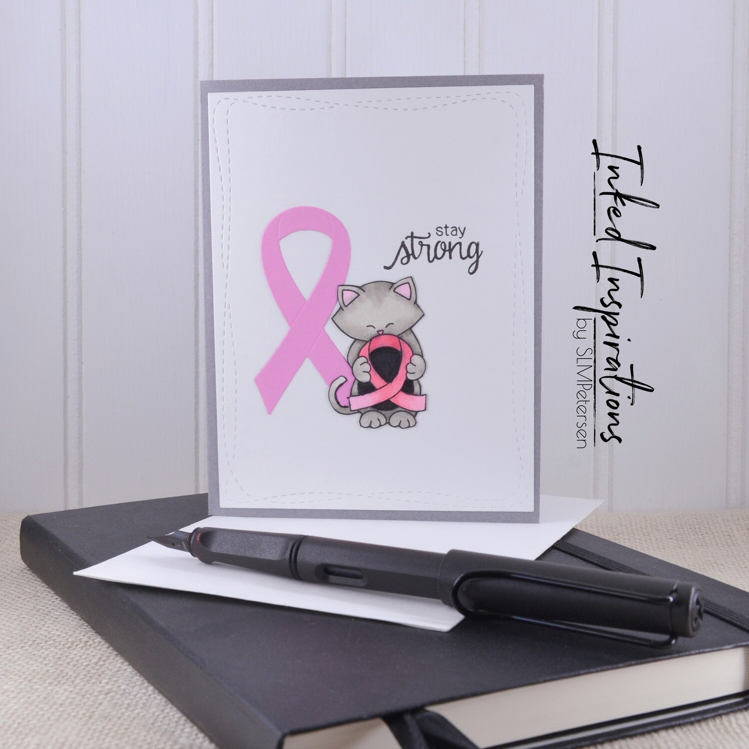 Stay Strong - Pink Ribbon & Grey Kitty