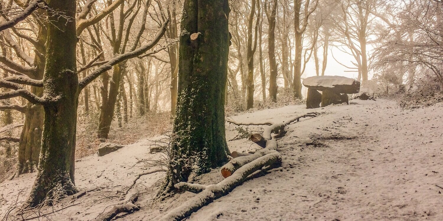 "Gwal y Filiast Cromlech yn yr Eira" (Gwal y Filiast Cromlech in the Snow"), ger Llanglydwen (near Llanglydwen), Sir Gaerfyrddin (Carmarthenshire)