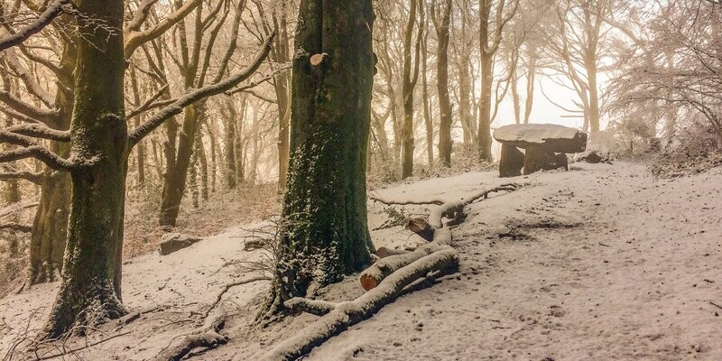 "Gwal y Filiast Cromlech yn yr Eira" (Gwal y Filiast Cromlech in the Snow"), ger Llanglydwen (near Llanglydwen), Sir Gaerfyrddin (Carmarthenshire)