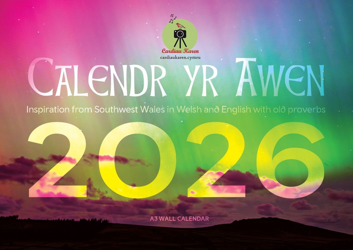 2026 2026 "Calendr yr Awen" - Bilingual Welsh/English A3 wall calendar