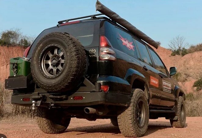 PARE-CHOC AR TOYOTA LC 120 + PORTE ROUE & JERRYCAN