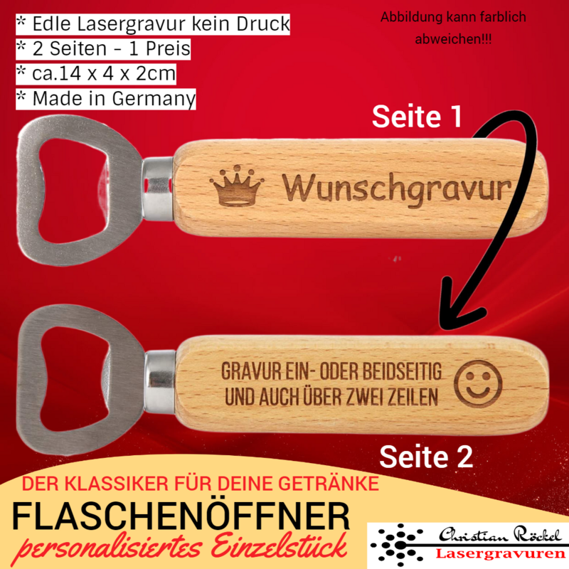 Flaschenöffner Kapselheber mit Gravur Geschenk