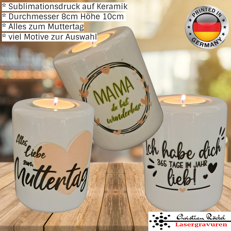 Keramik Kerzen-Teelichthalter zum Muttertag, Mama, Geschenk