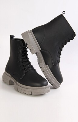 Men&#39;s Ankel Boots- Black- Grey