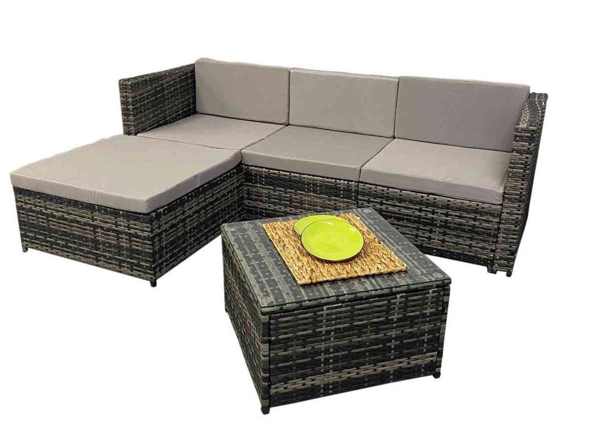 Sofa Chaise Longue de Ratan + Mesa. Muebles de Jardin