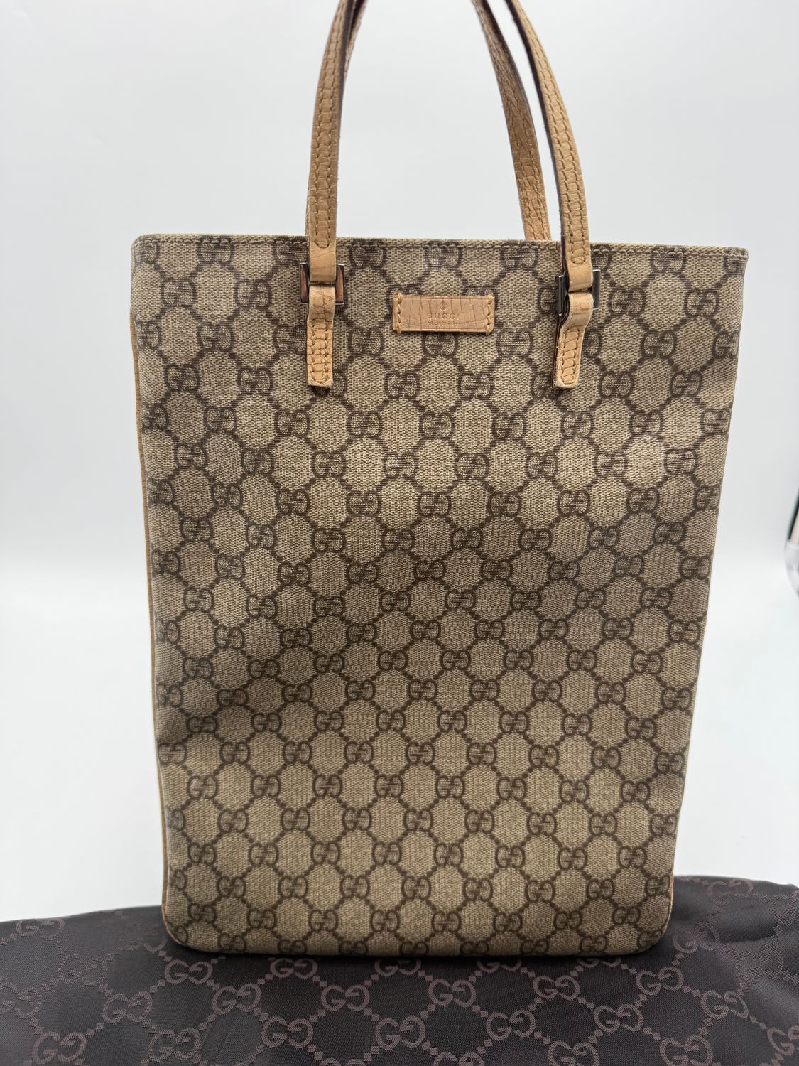 Gucci Monogram Plus Flat Messenger Top Handle