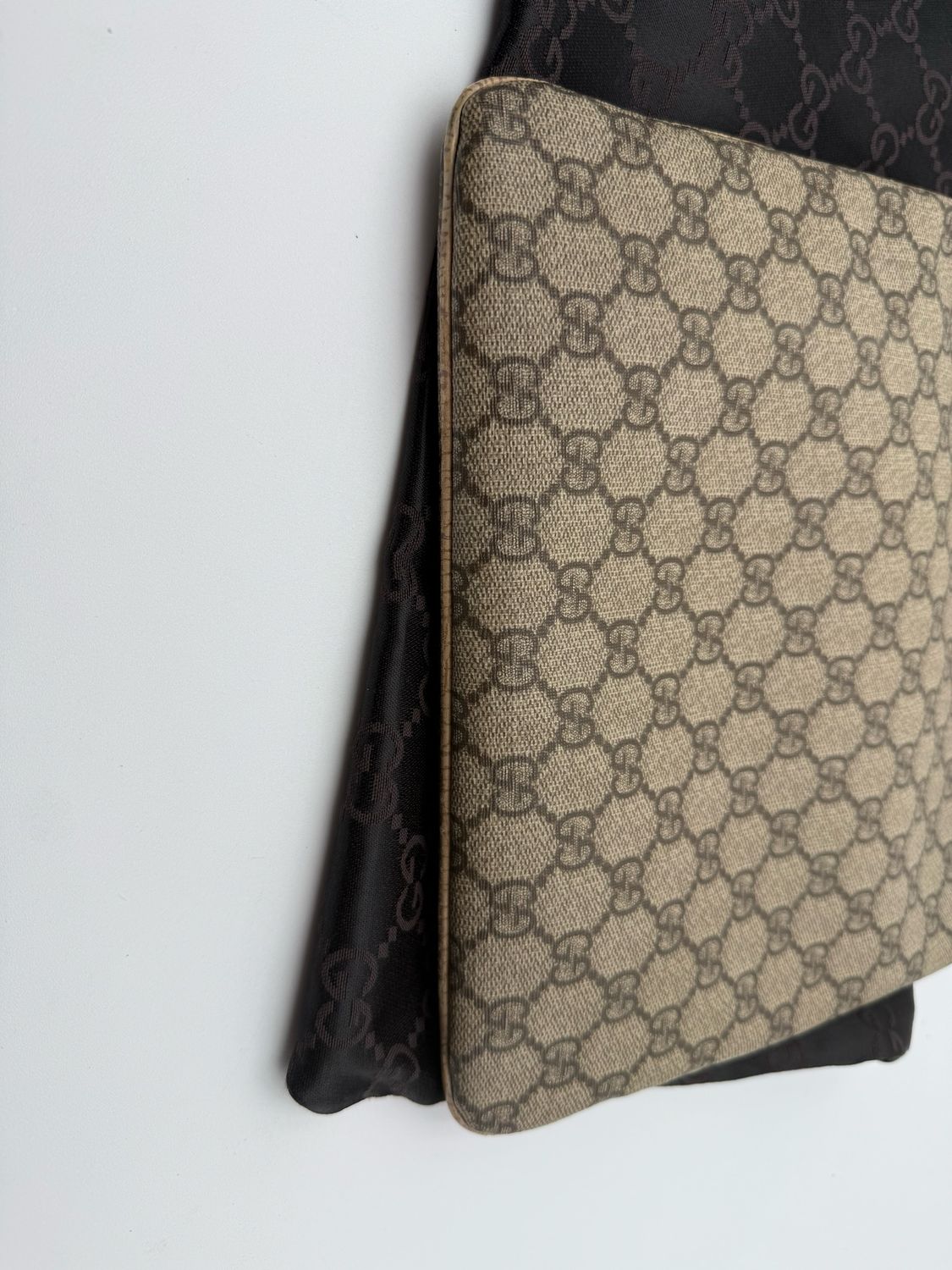 Gucci Monogram Plus Flat Messenger Top Handle