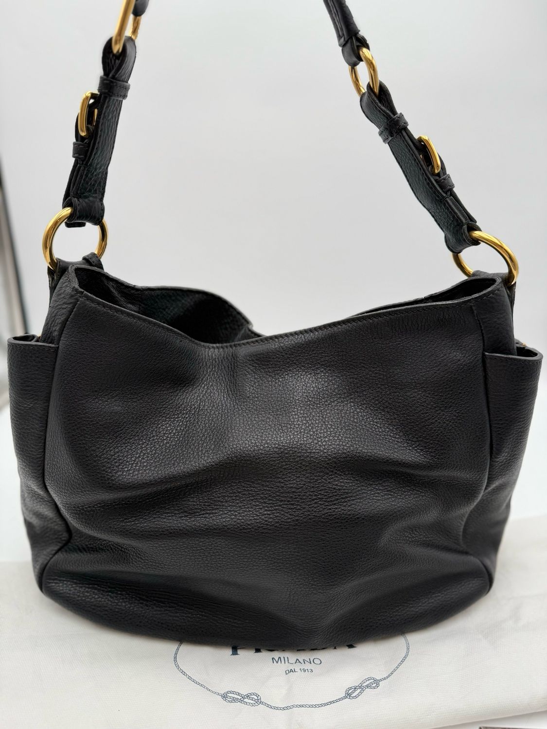 Prada Vitello Daino Hobo Side Zippers