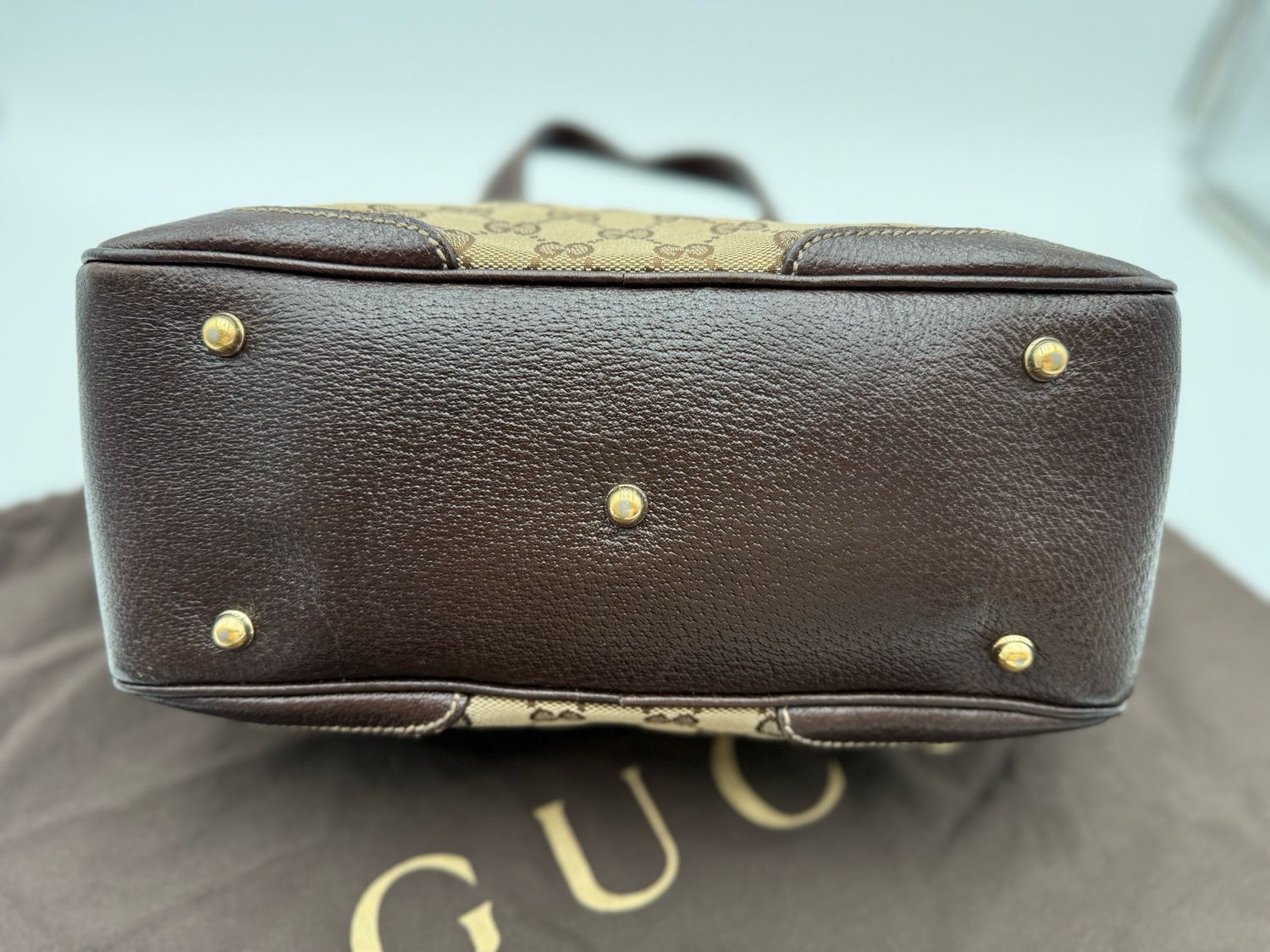 Gucci Monogram Bowler Boston Canvas Dark Brown