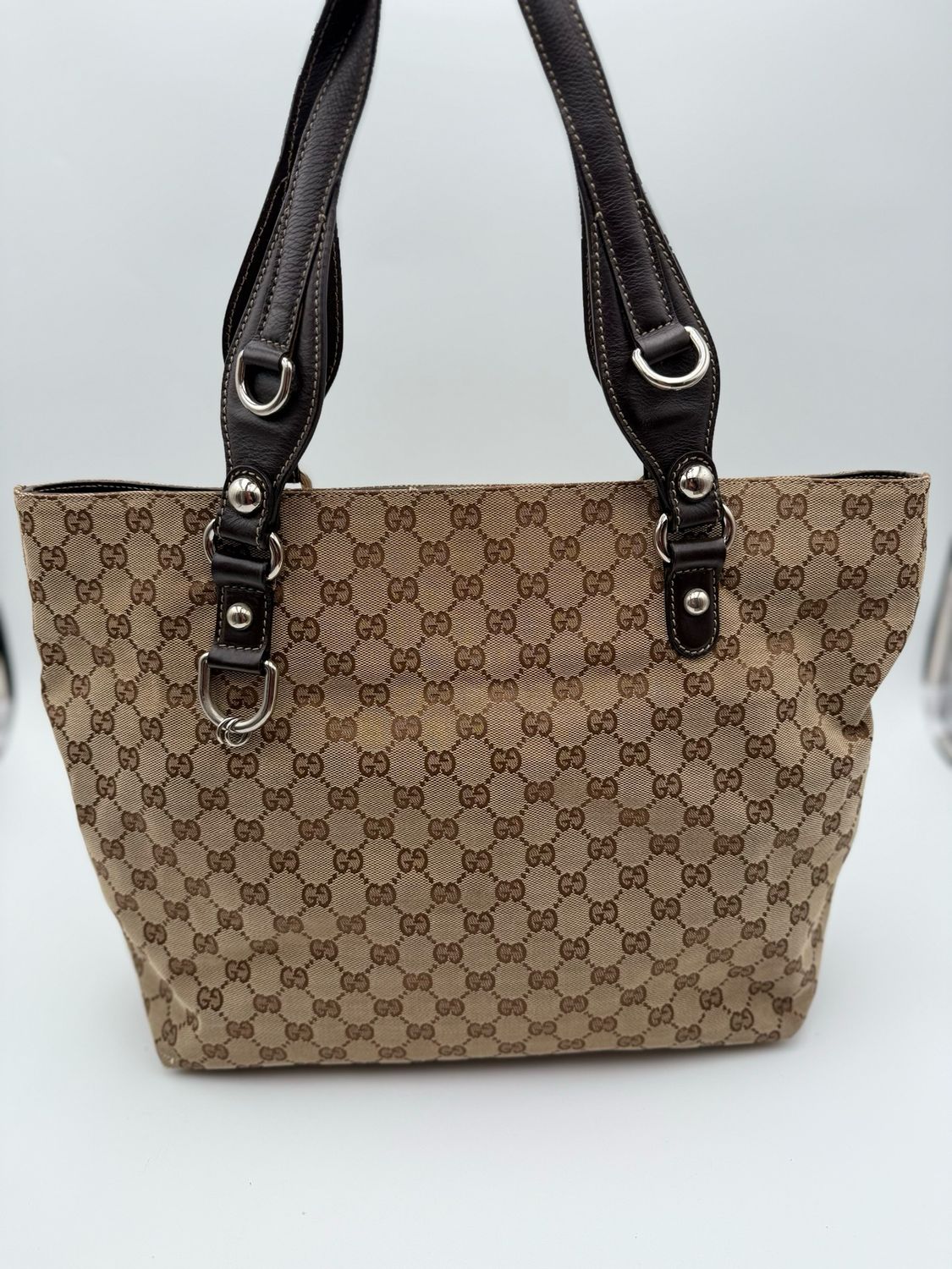 Gucci Monogram Canvas Icon Bit Tote Medium Shoulder Bag
