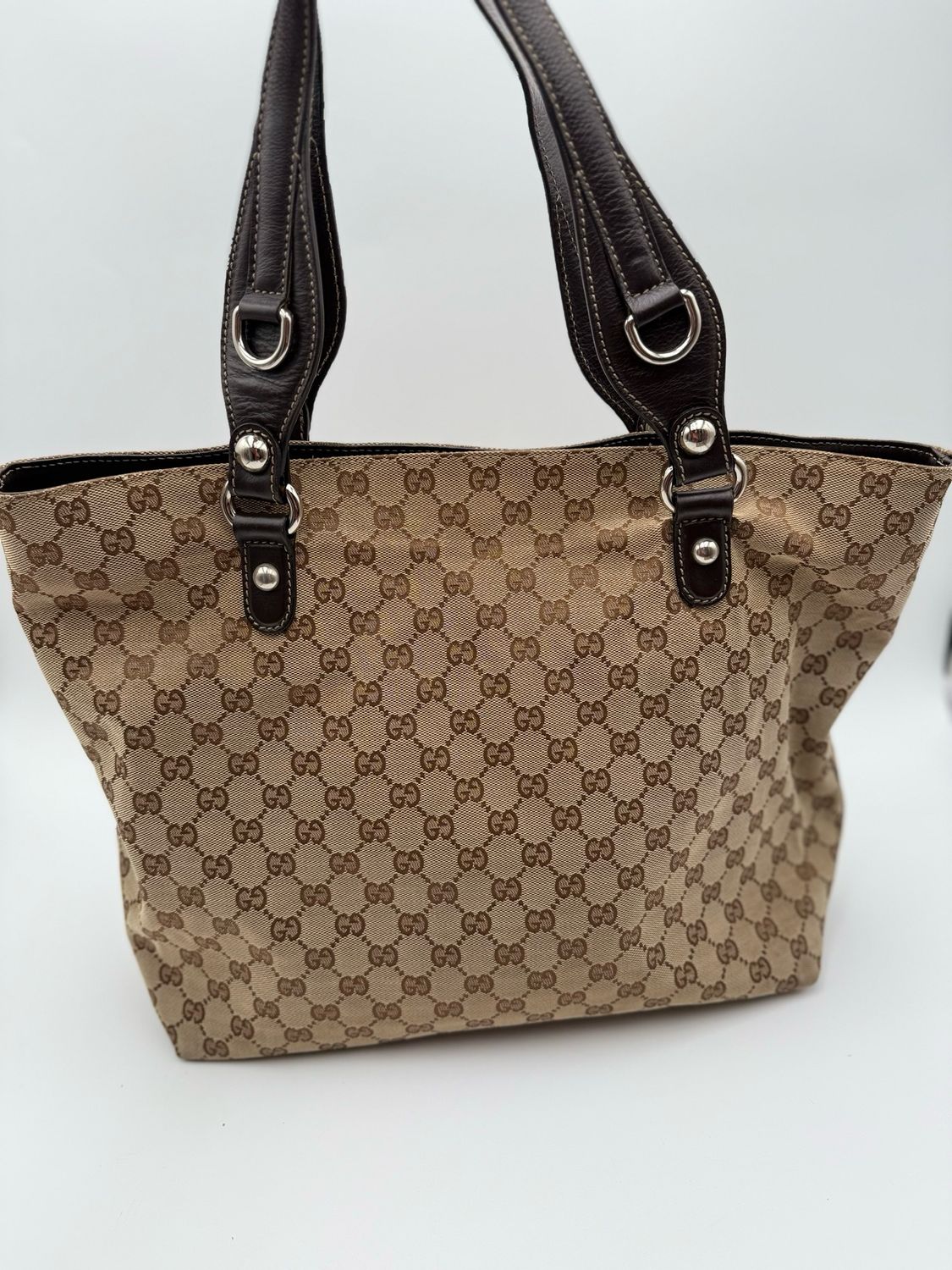 Gucci Monogram Canvas Icon Bit Tote Medium Shoulder Bag