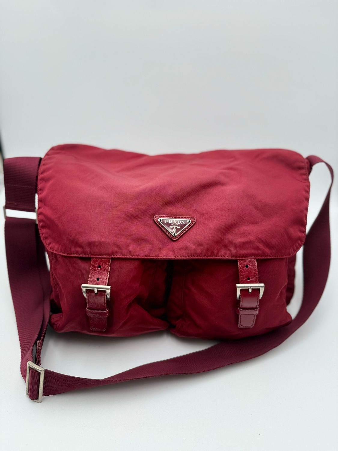 Prada Nylon Tessuto Saffiano Crossbody Messenger Bag