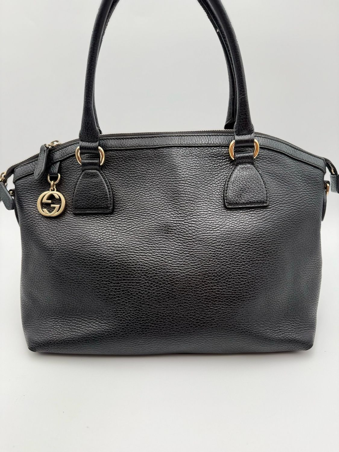 Gucci Pebbled Leather Dome Dollar Tote Handbag Shoulder