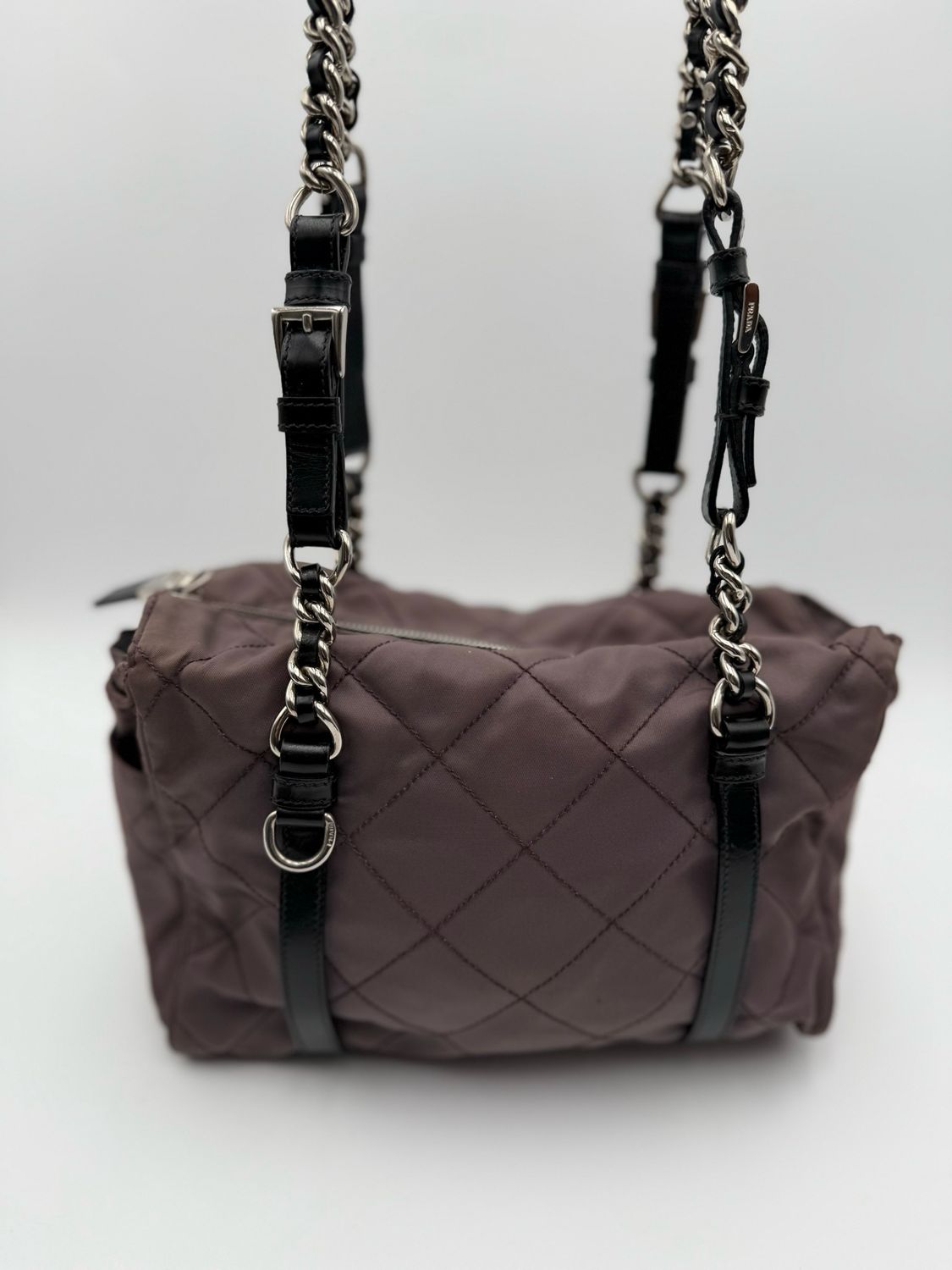 Prada Nylon Tessuto Chain Zipper Tote