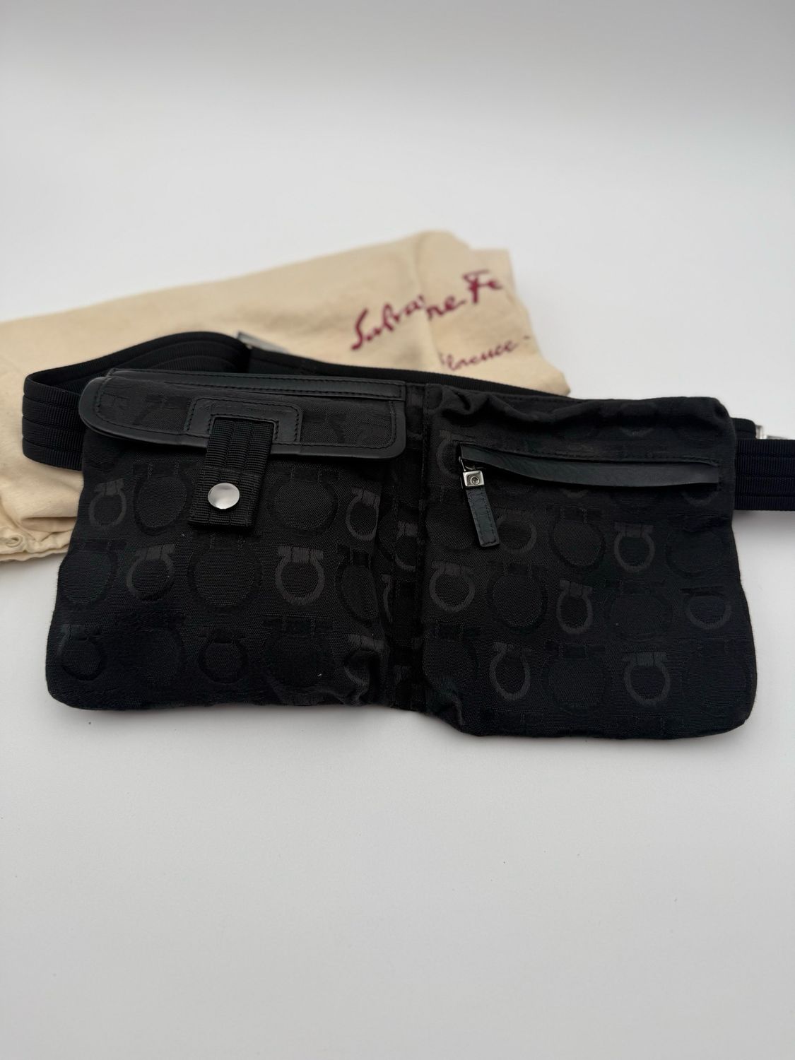 Salvatorre Ferragamo Gancini Bum Bag Belt Bag Black Canvas