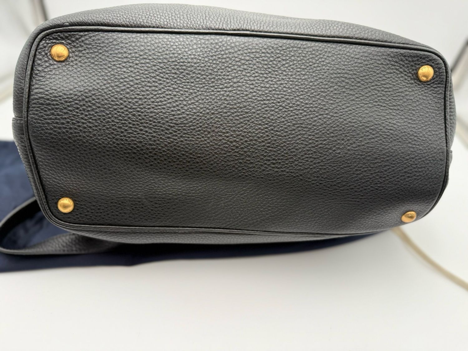 Prada Vitello Daino Pebbled Leather Convertible Shopper Tote Black