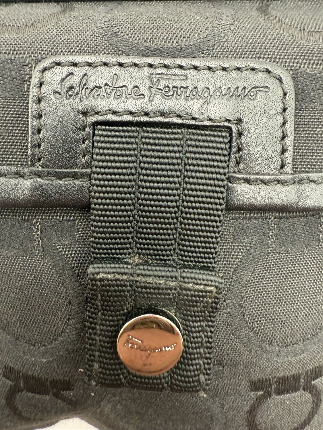 Salvatorre Ferragamo Gancini Bum Bag Belt Bag Black Canvas