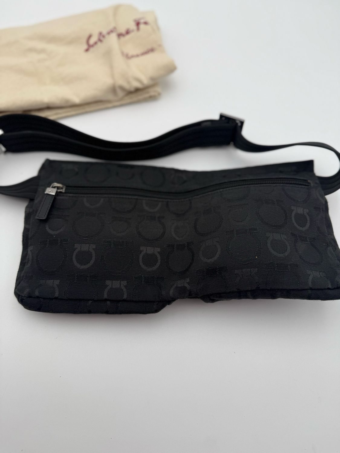 Salvatorre Ferragamo Gancini Bum Bag Belt Bag Black Canvas