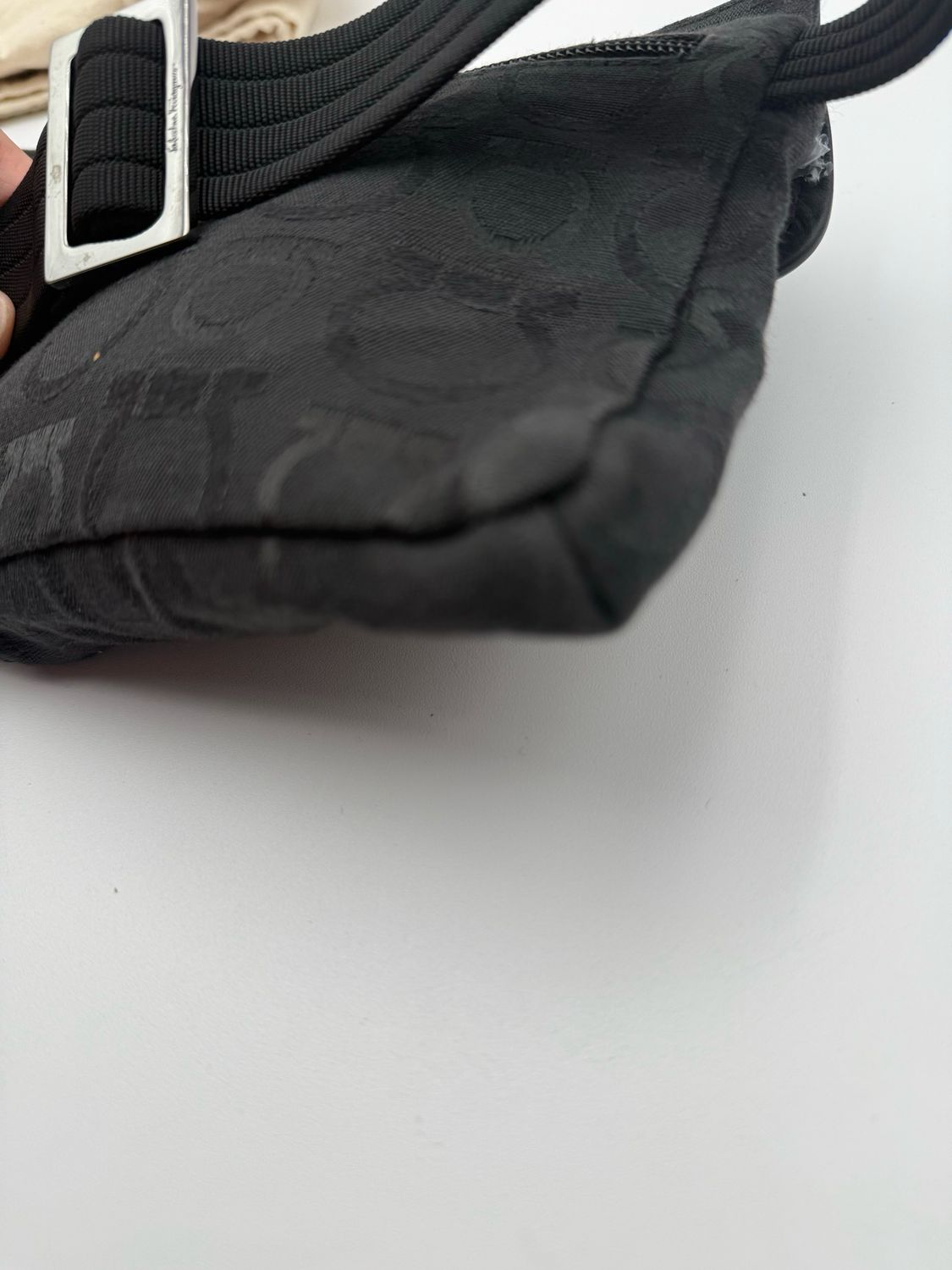 Salvatorre Ferragamo Gancini Bum Bag Belt Bag Black Canvas