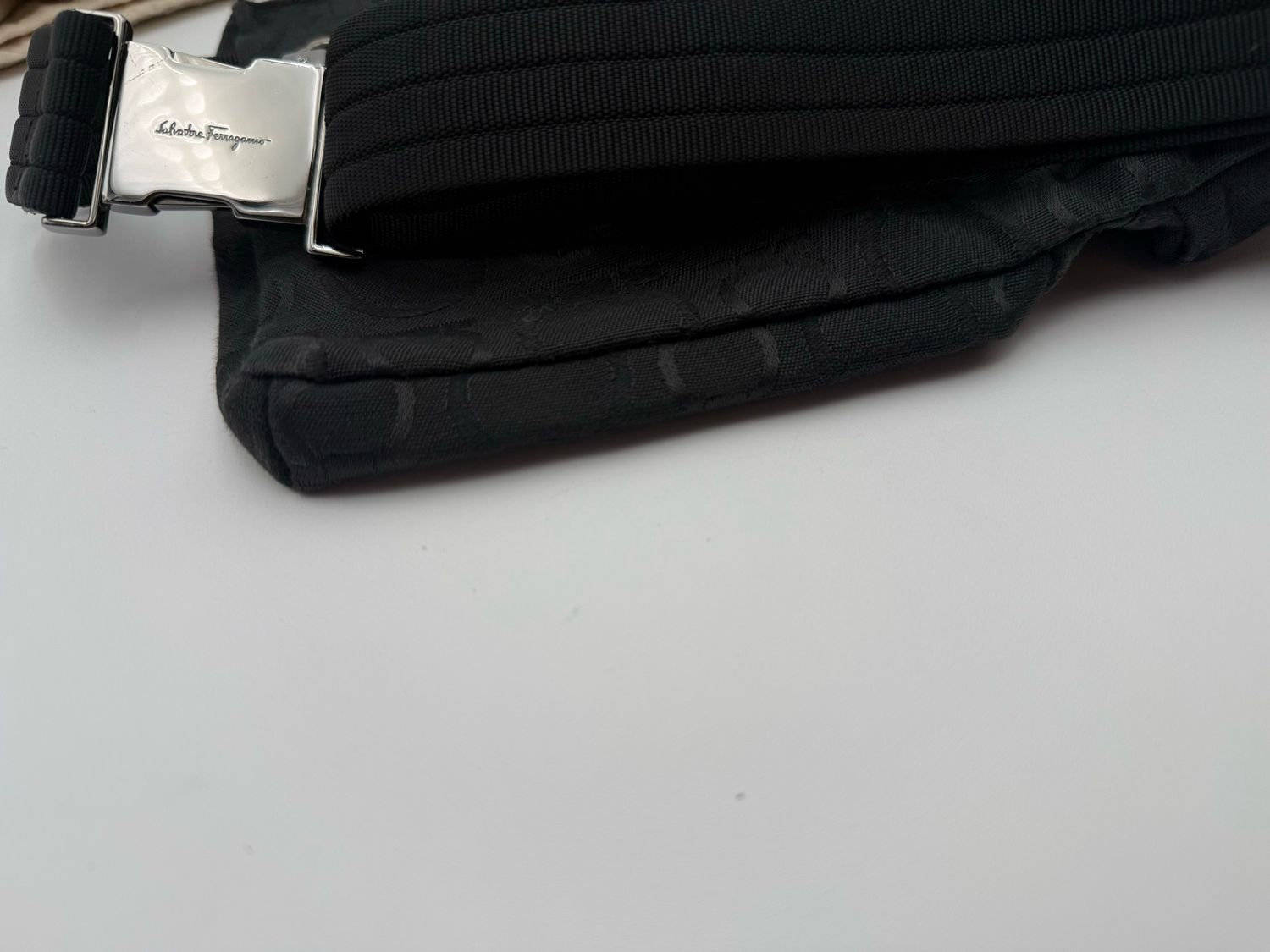 Salvatorre Ferragamo Gancini Bum Bag Belt Bag Black Canvas