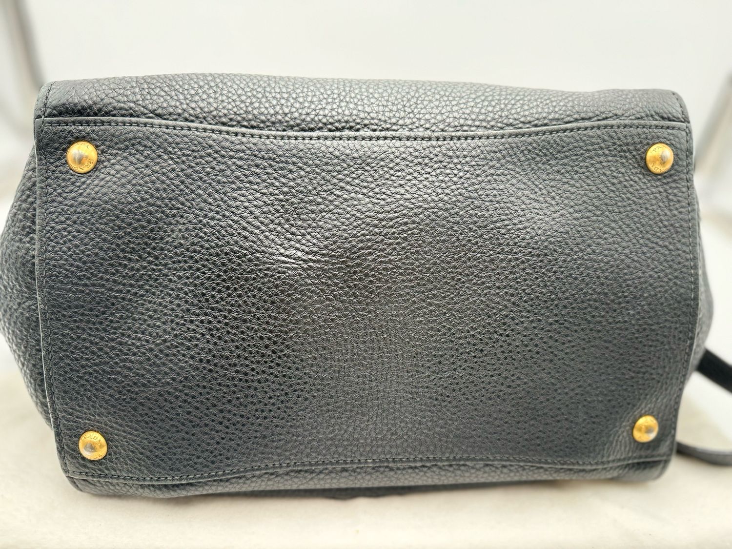 Prada Vitello Daino Pebbled Leather Black Twin Tote Convertible Crossbody
