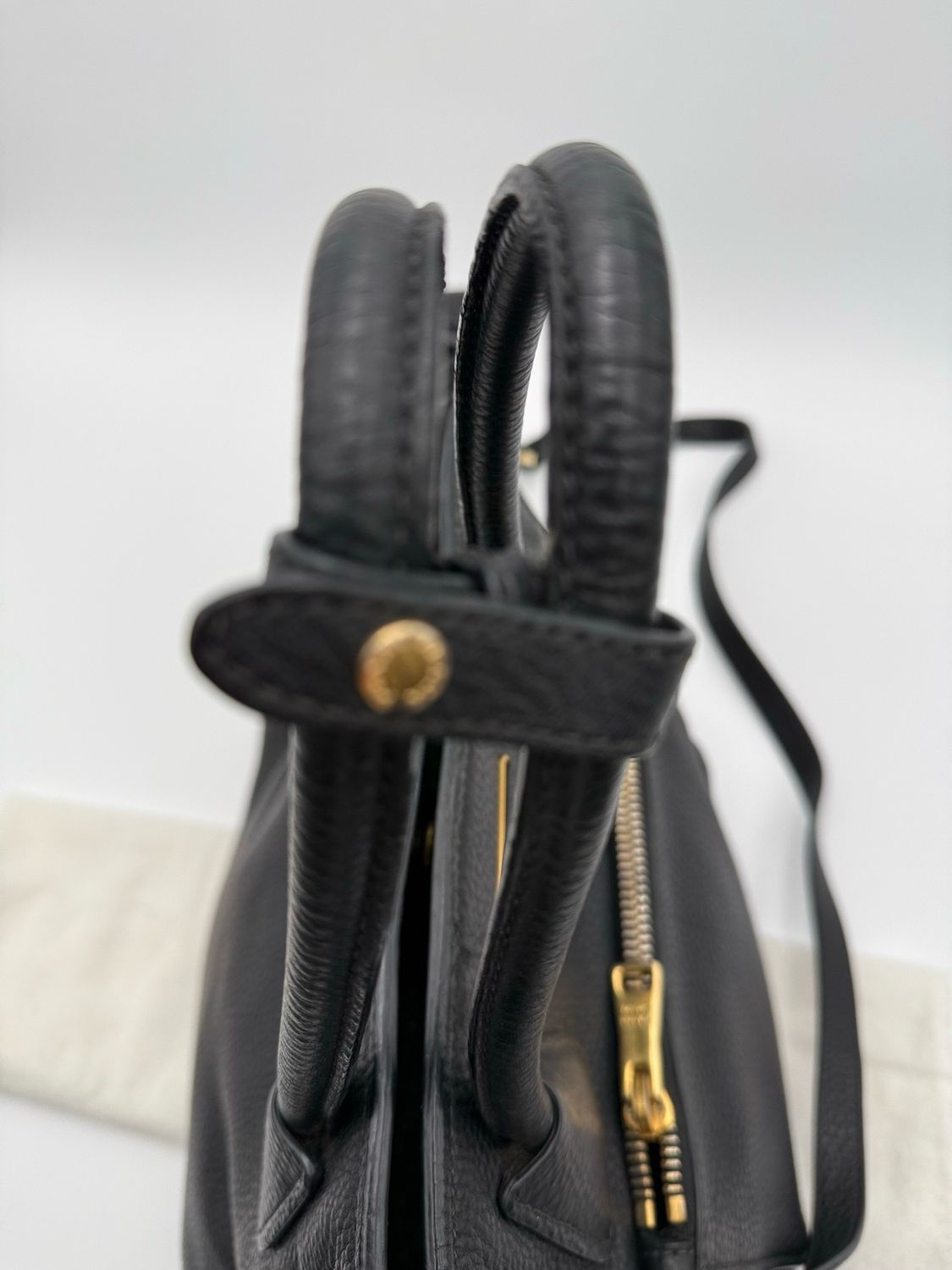 Prada Vitello Daino Pebbled Leather Black Twin Tote Convertible Crossbody