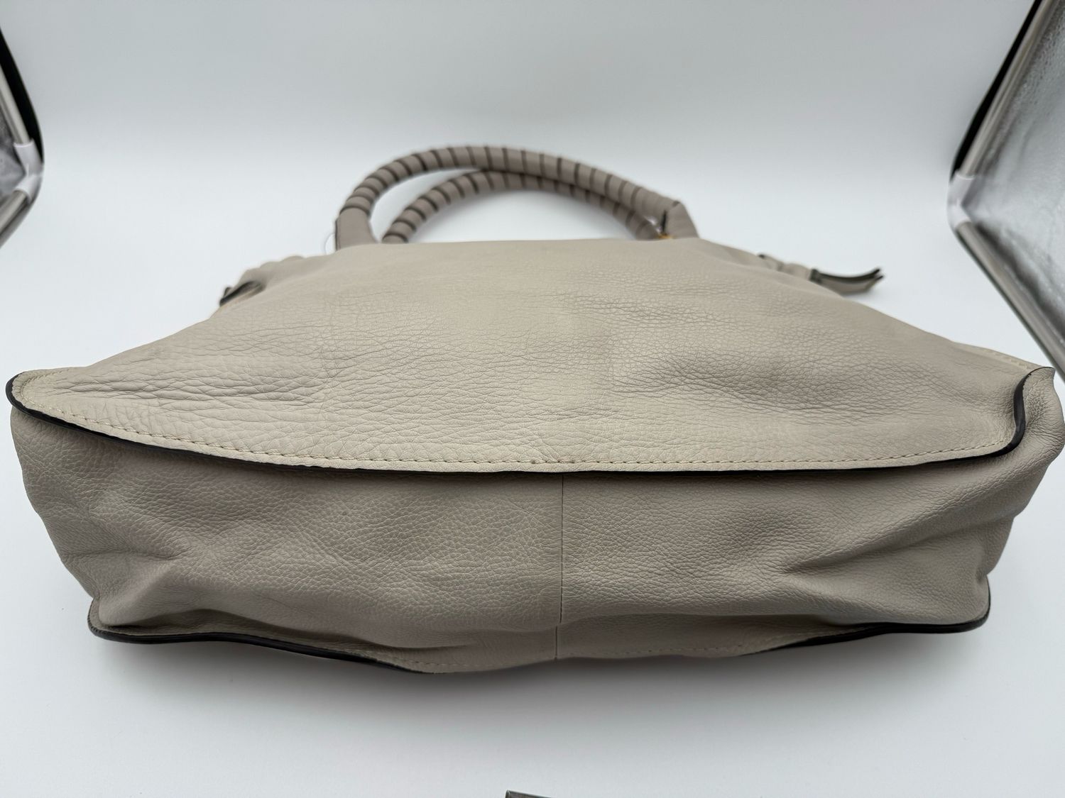 Chloe Marcie Large Satchel Handbag Tote Cashmere Grey