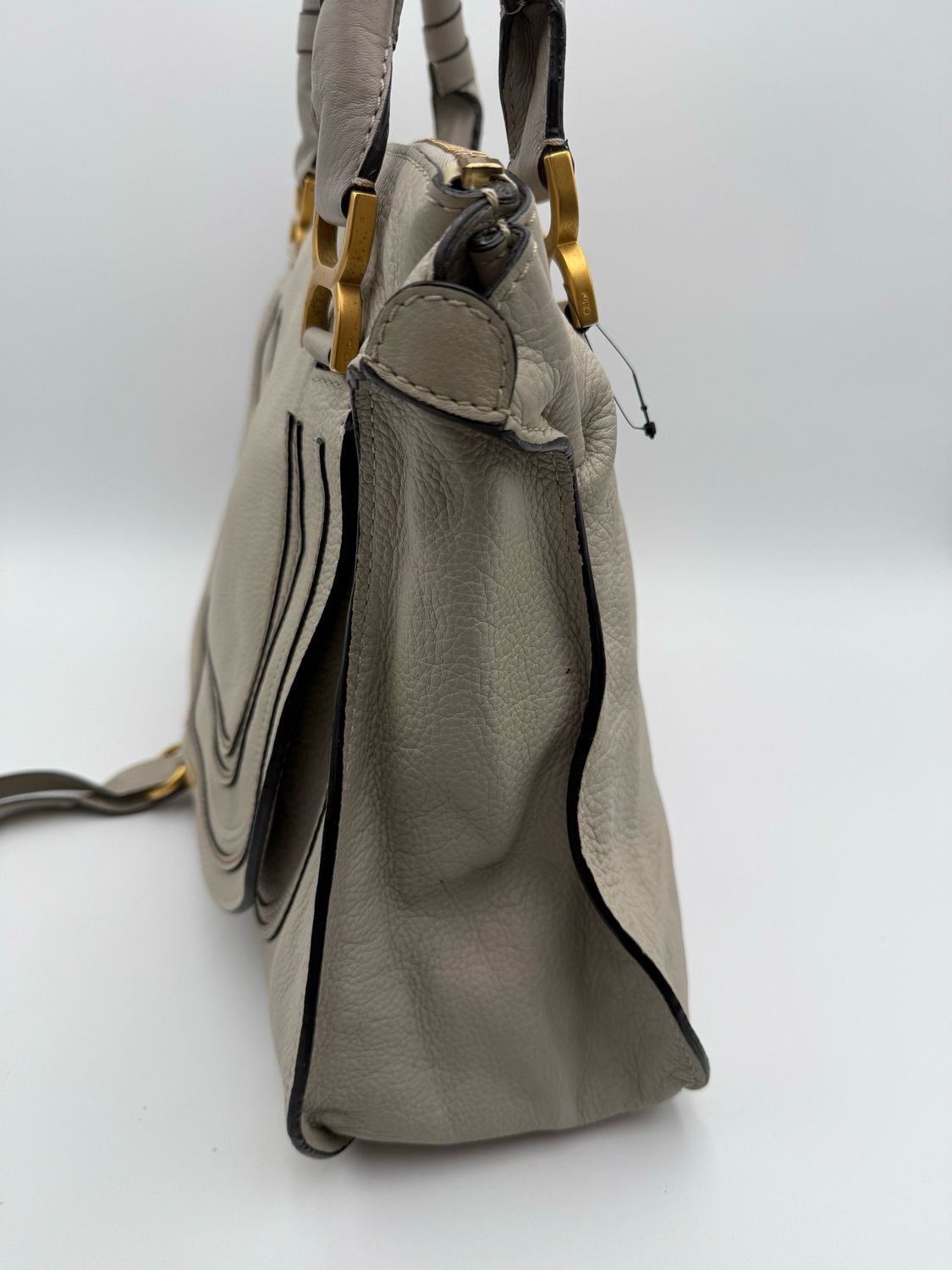 Chloe Marcie Large Satchel Handbag Tote Cashmere Grey