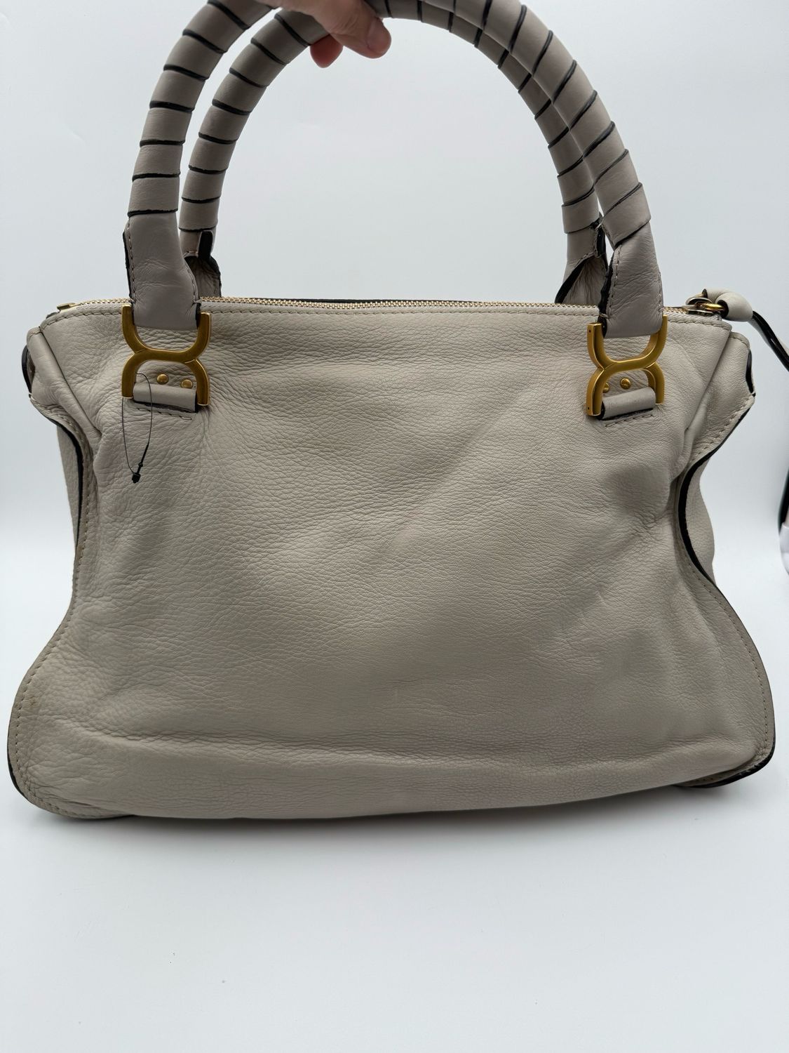 Chloe Marcie Large Satchel Handbag Tote Cashmere Grey